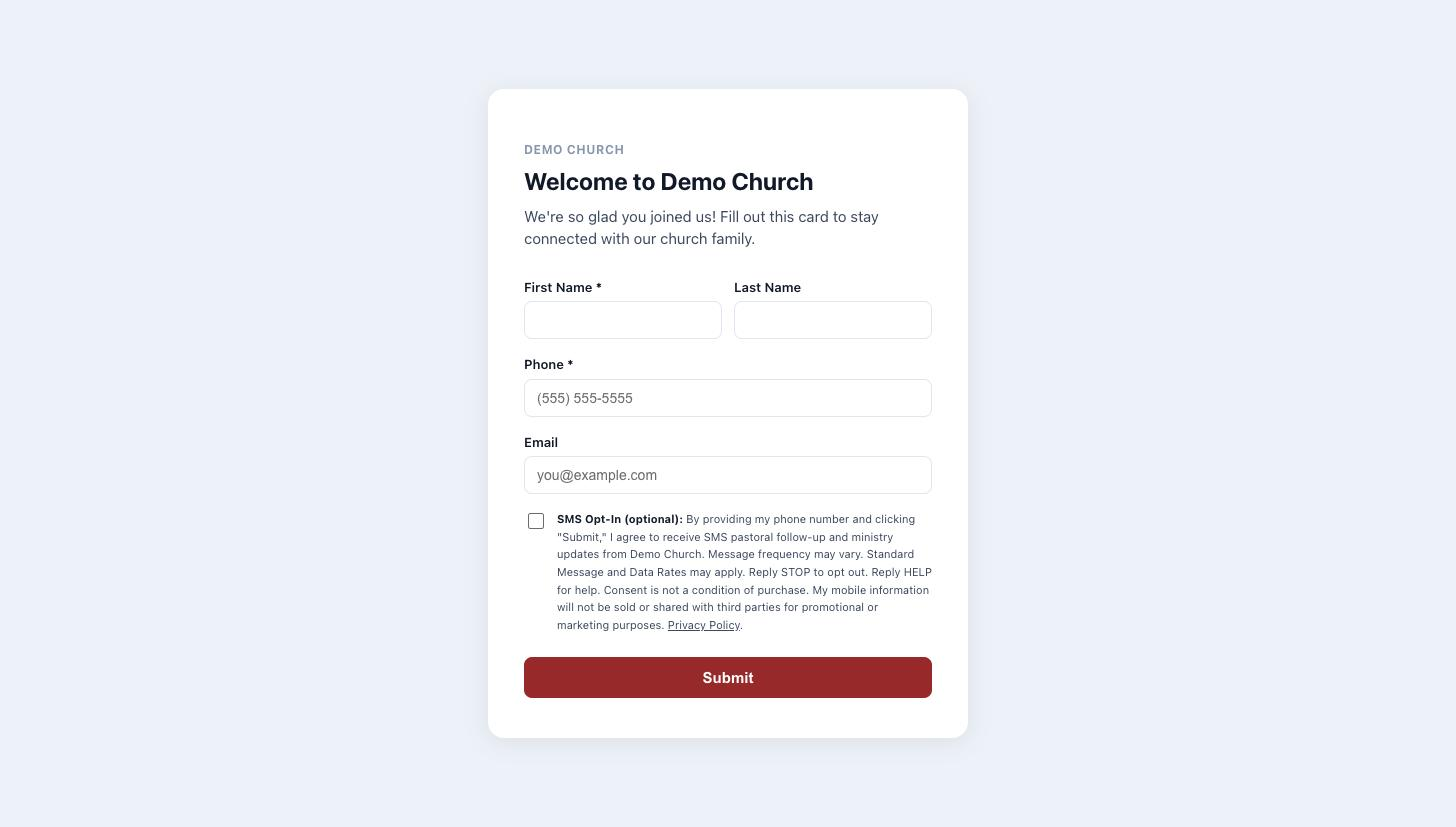 A connect page as a visitor sees it
