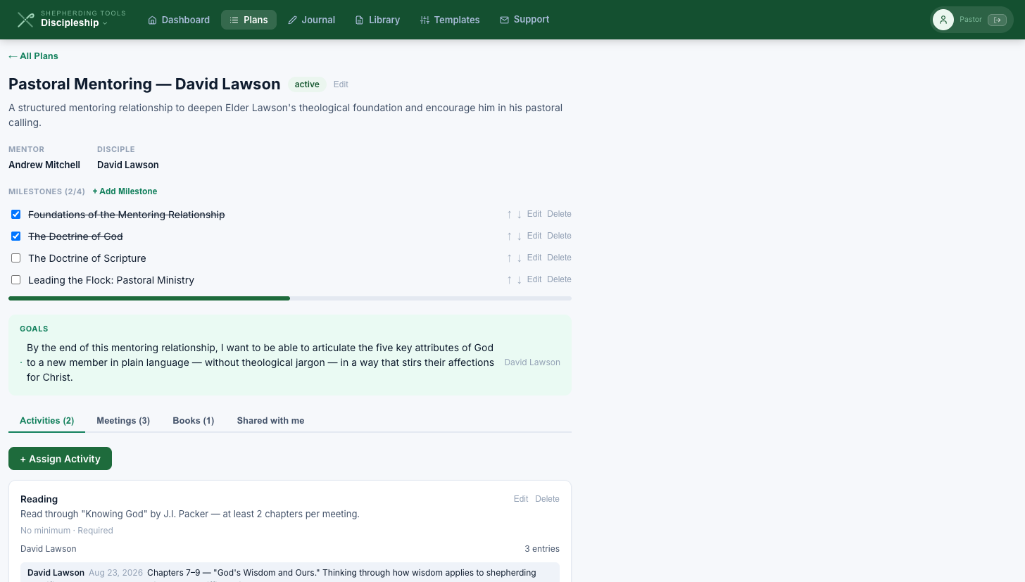 A plan open, showing milestones and goals